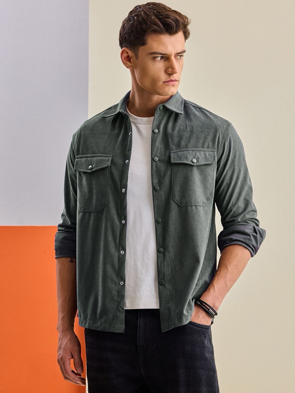 Woolrich Olive Green Lightweight Shirt Jacket